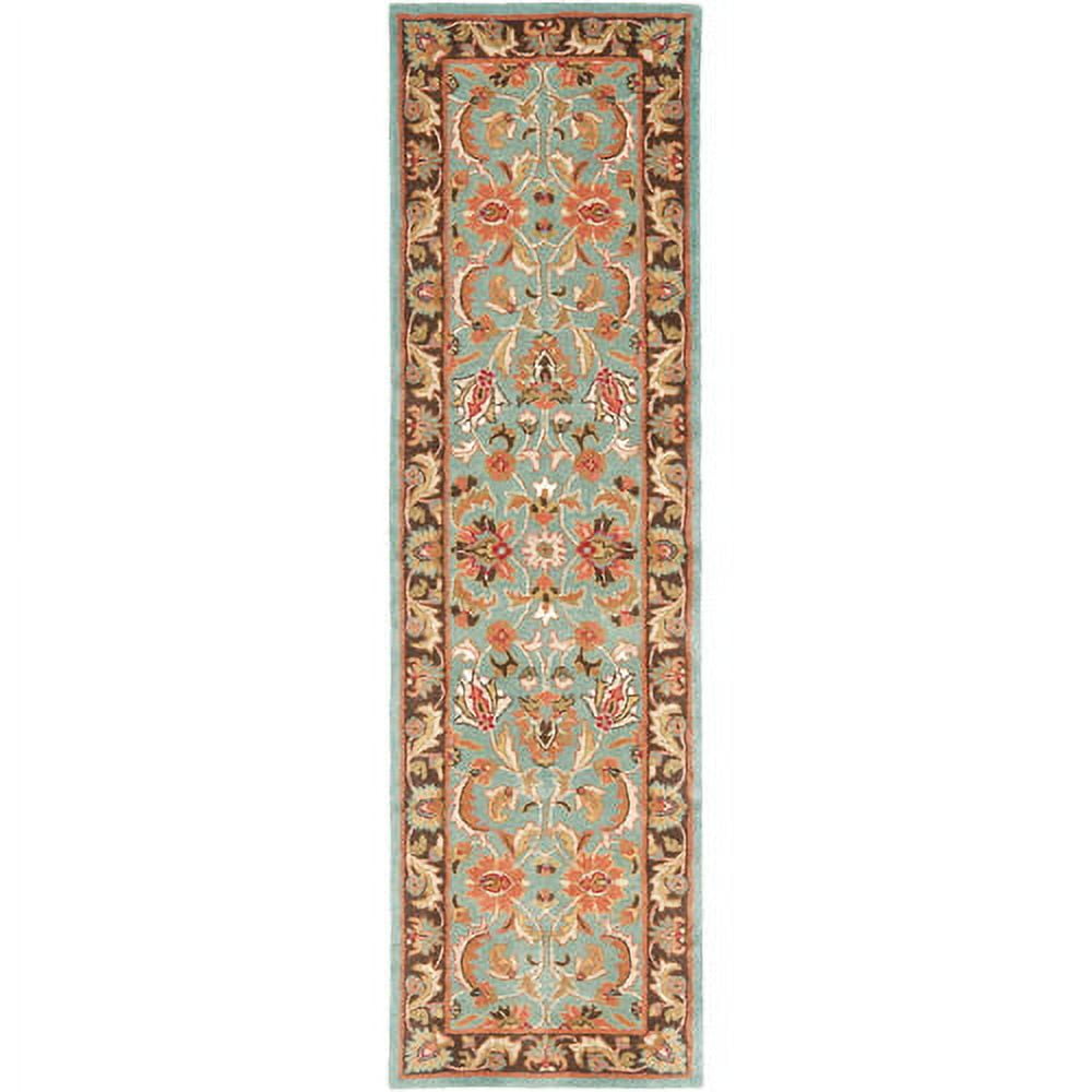 Elegant Heritage 27" Blue and Brown Hand-Tufted Wool Runner Rug