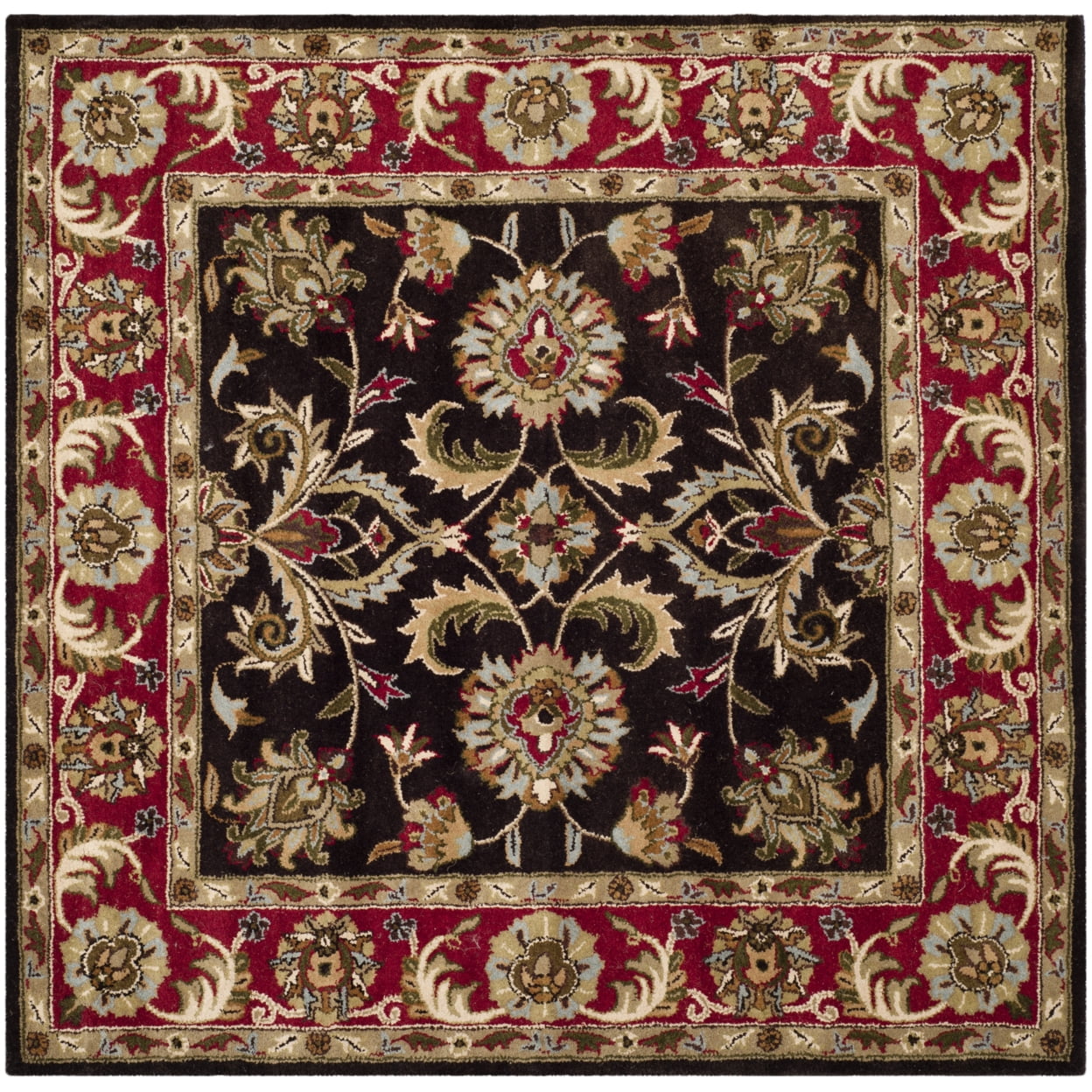 Heritage Elegance Red Square Hand-Tufted Wool Area Rug