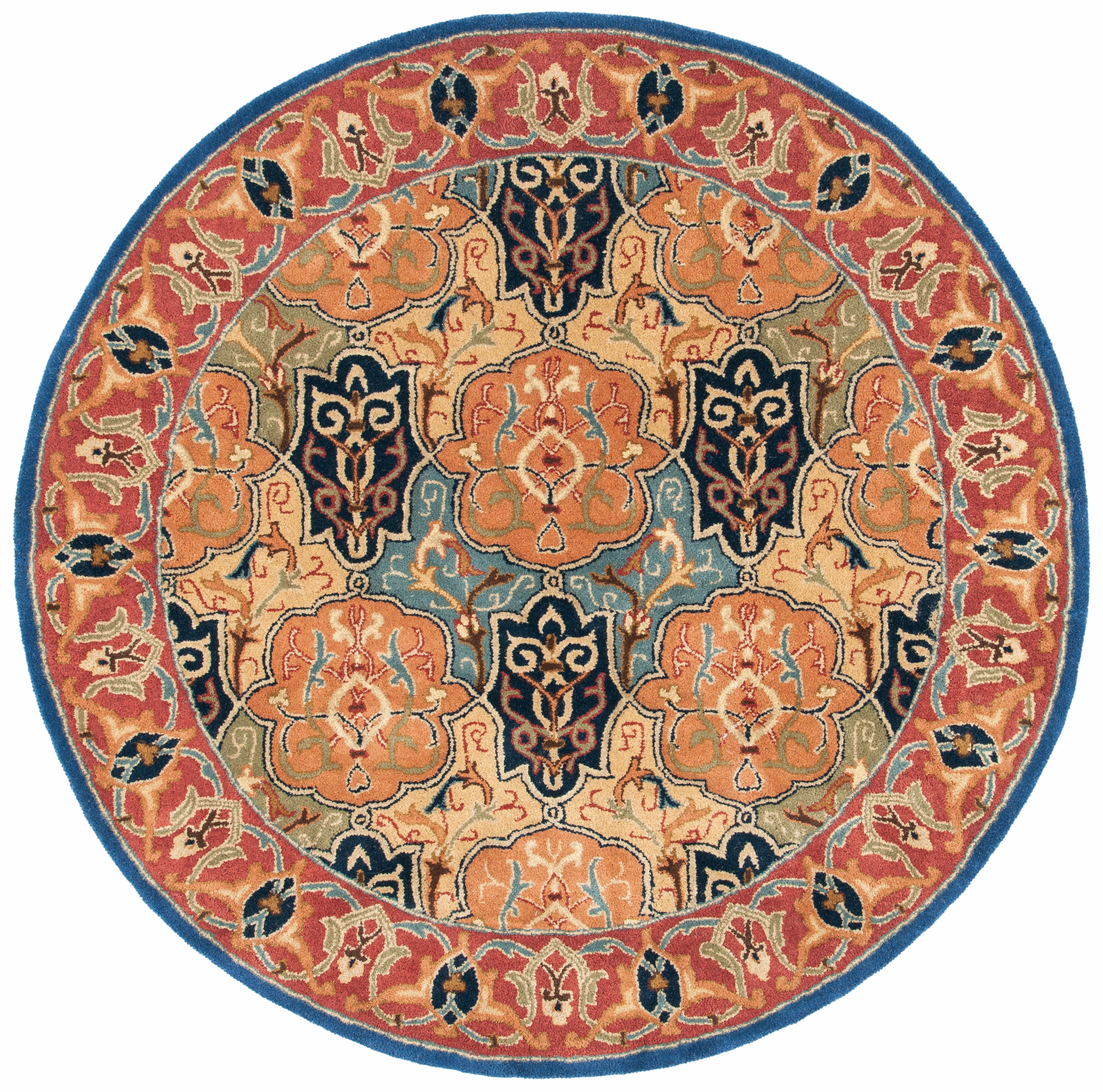 SAFAVIEH Heritage Tamaya Floral Area Rug, Blue/Red, 6' x 6' Round