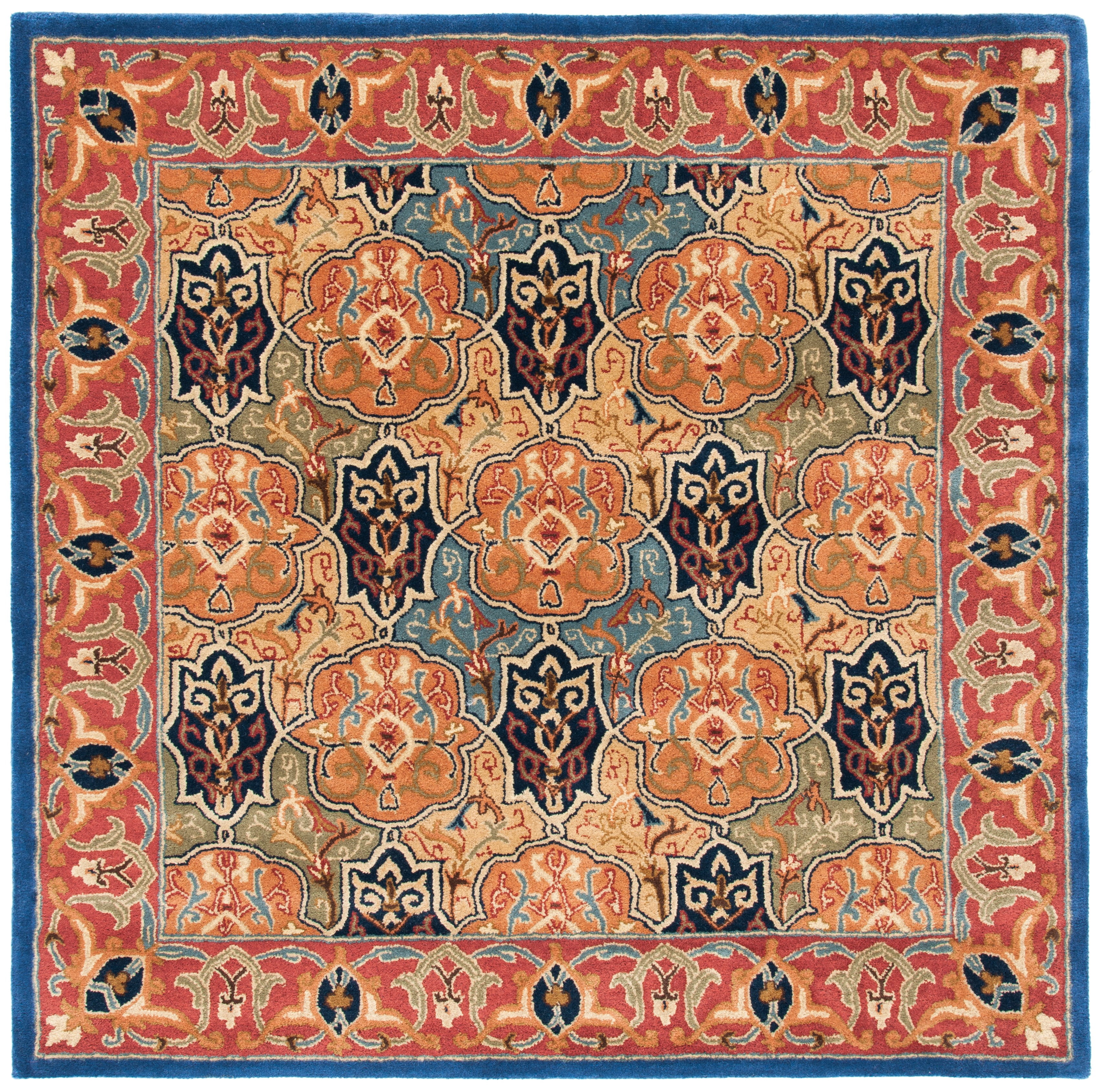 Elegance Heritage 6' Square Hand-Tufted Blue Wool Area Rug
