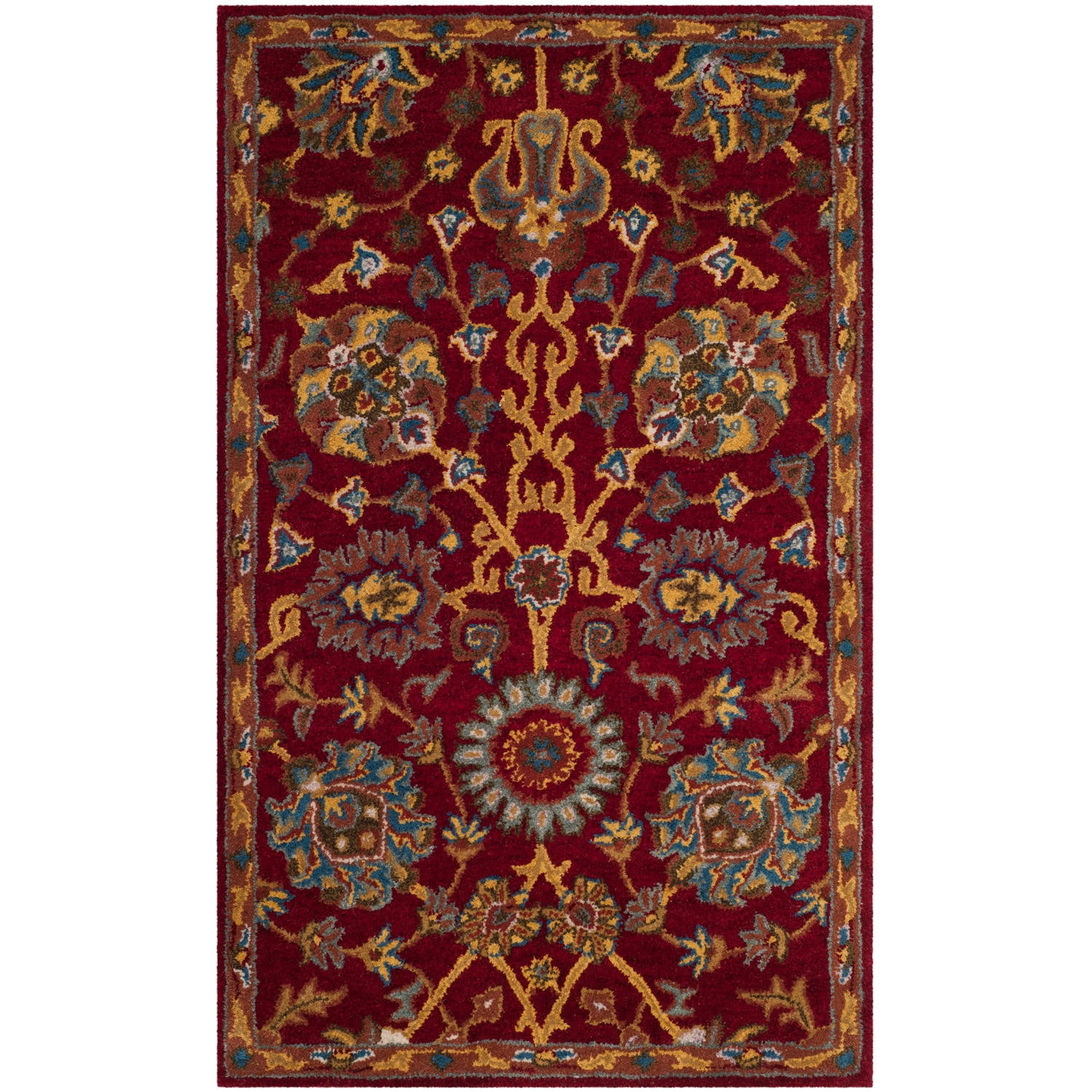 Hand-Tufted Red Wool Oriental Area Rug, 3' x 5'
