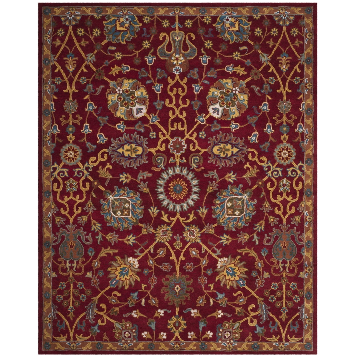 Handmade Red Wool 6' x 6' Square Tufted Rug
