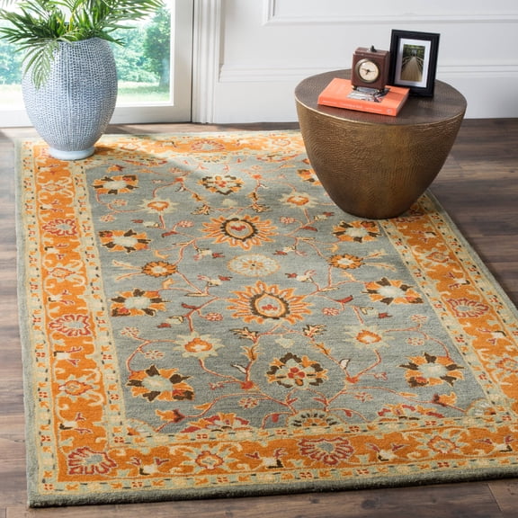 SAFAVIEH Heritage Tenzin Traditional Wool Area Rug, Blue/Orange, 8' x 10'