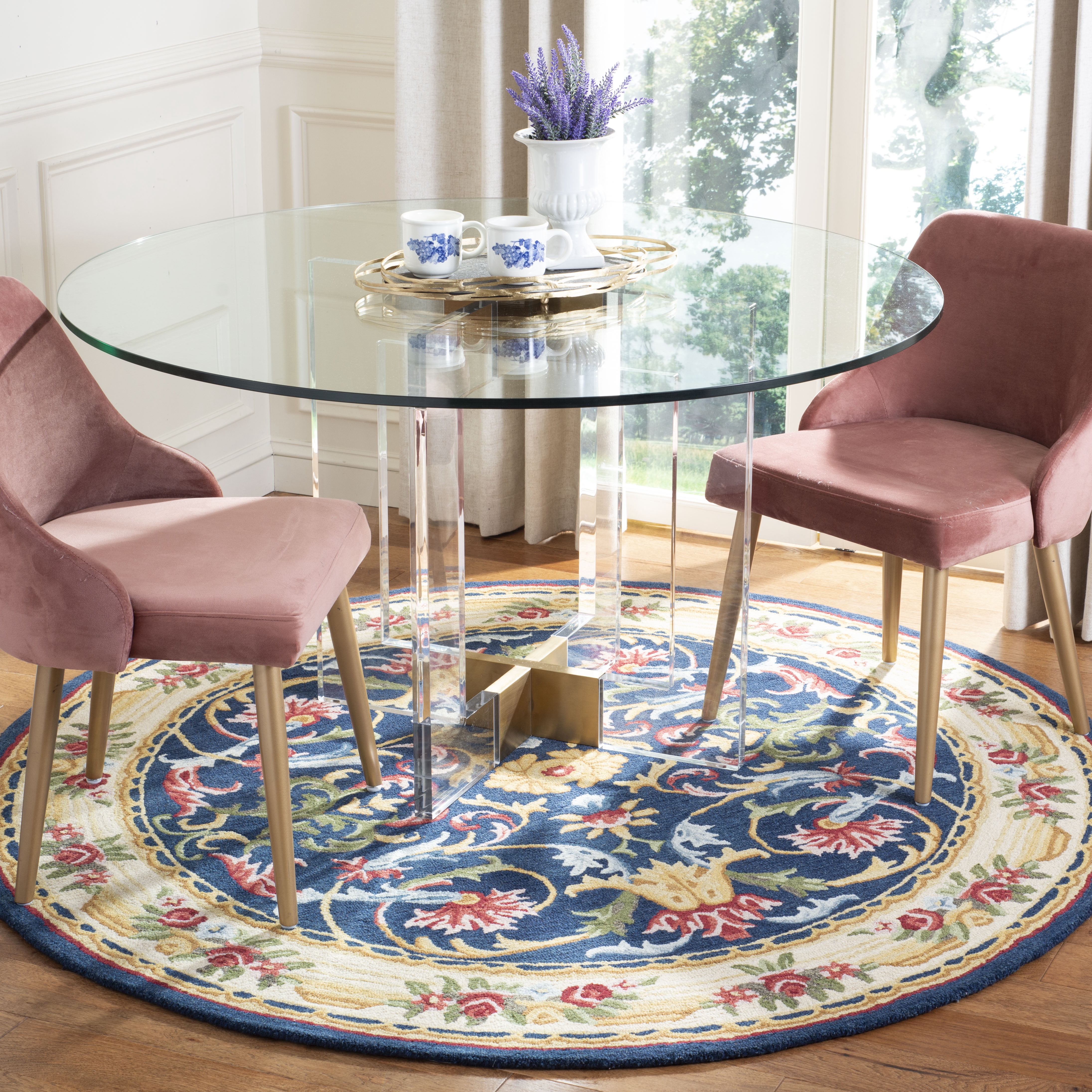 Safavieh Heritage Toby Oriental Area Rug, Navy/Ivory, 6' x 6' Round