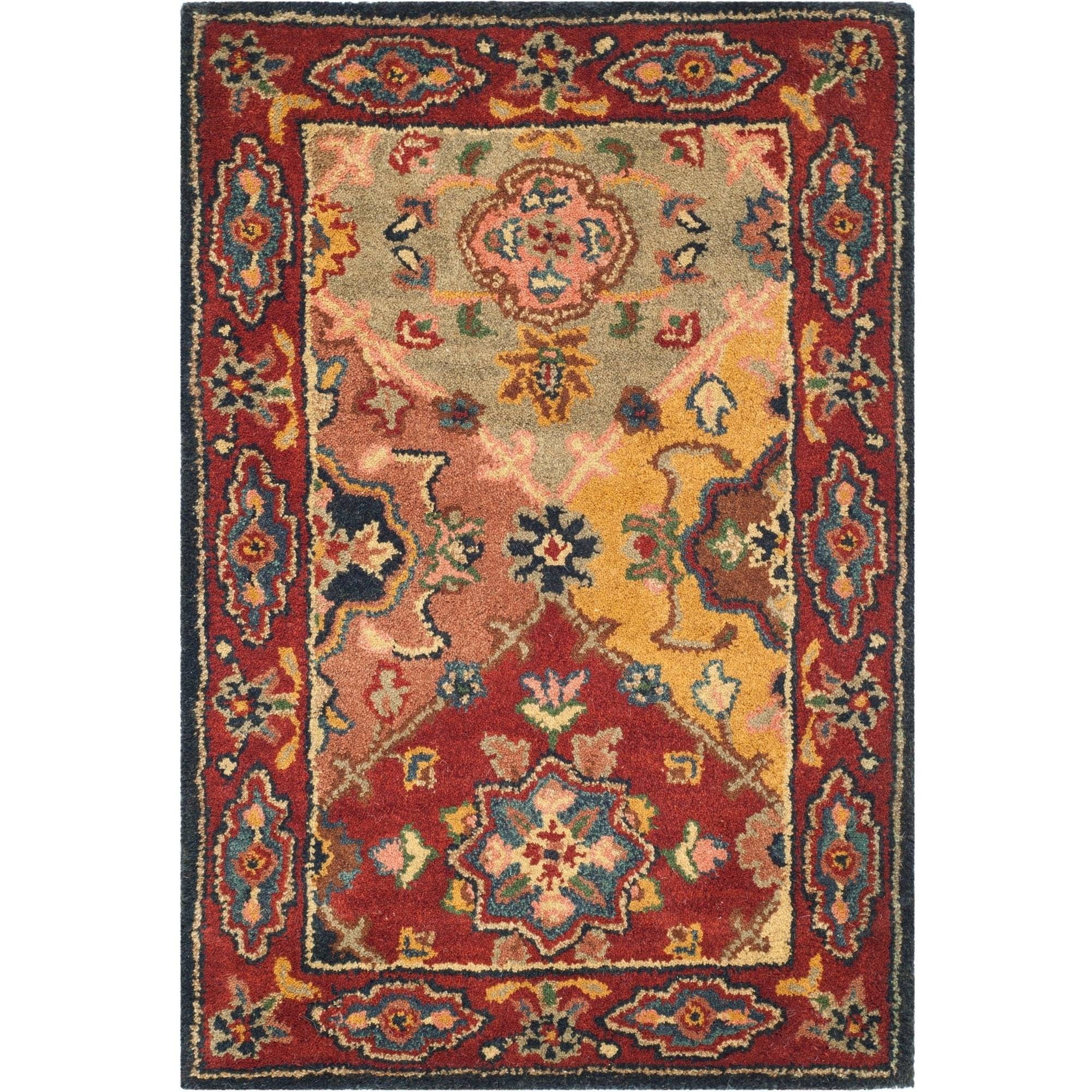 Heritage Red Multicolor Hand-Tufted Wool Area Rug 2'3" x 4'