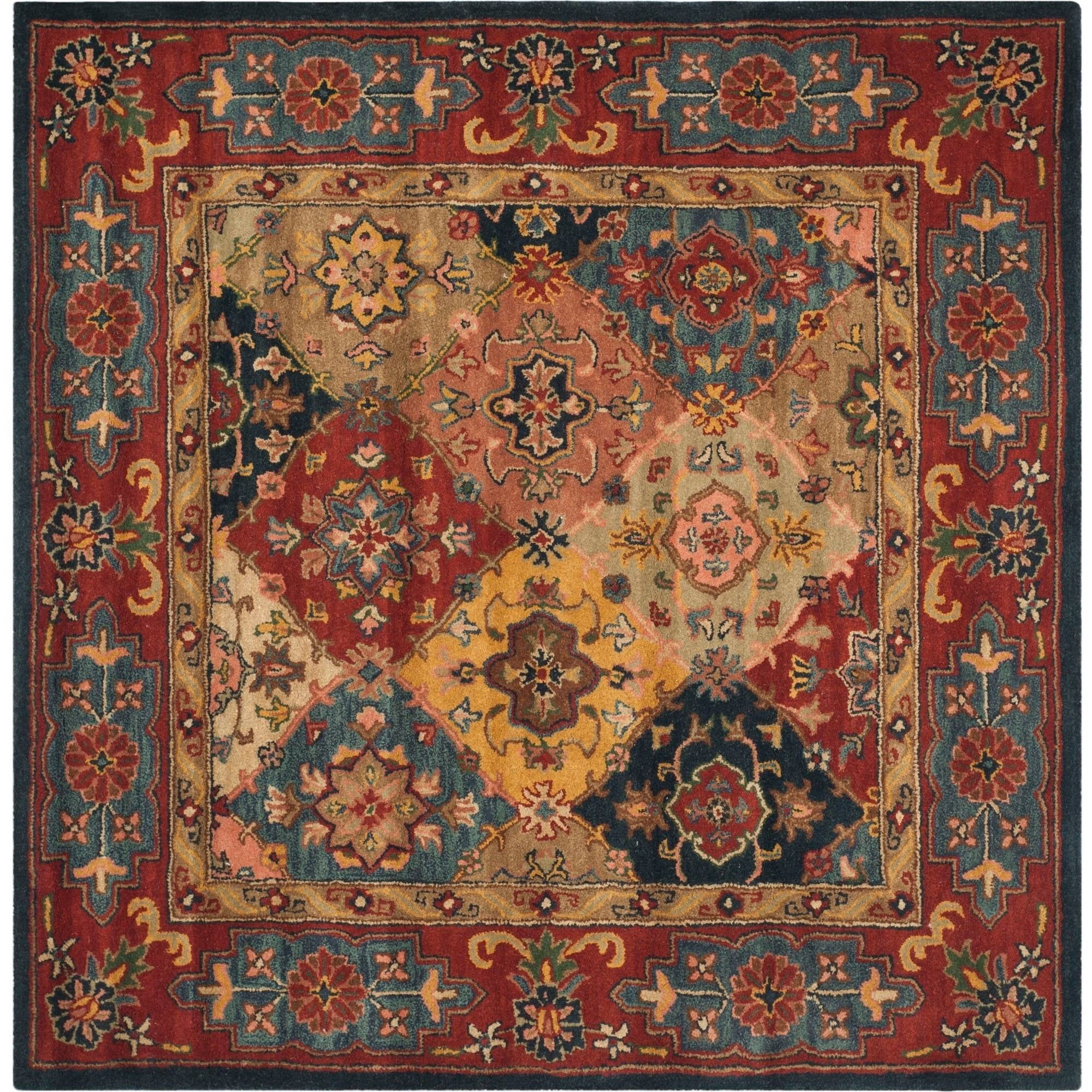 Heritage Red and Multicolor Hand-Tufted Wool Square Rug