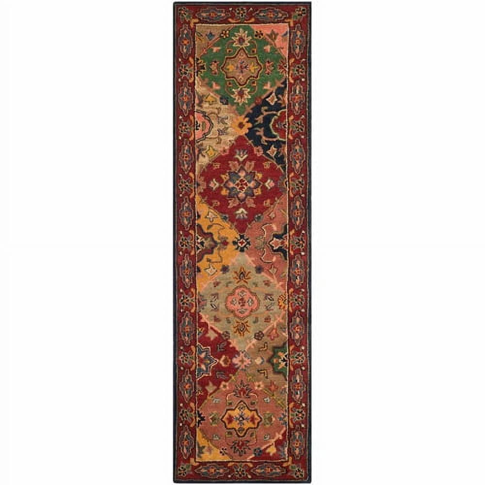 Hand-Tufted Red and Multi Wool Runner Rug, 2'3" x 14'