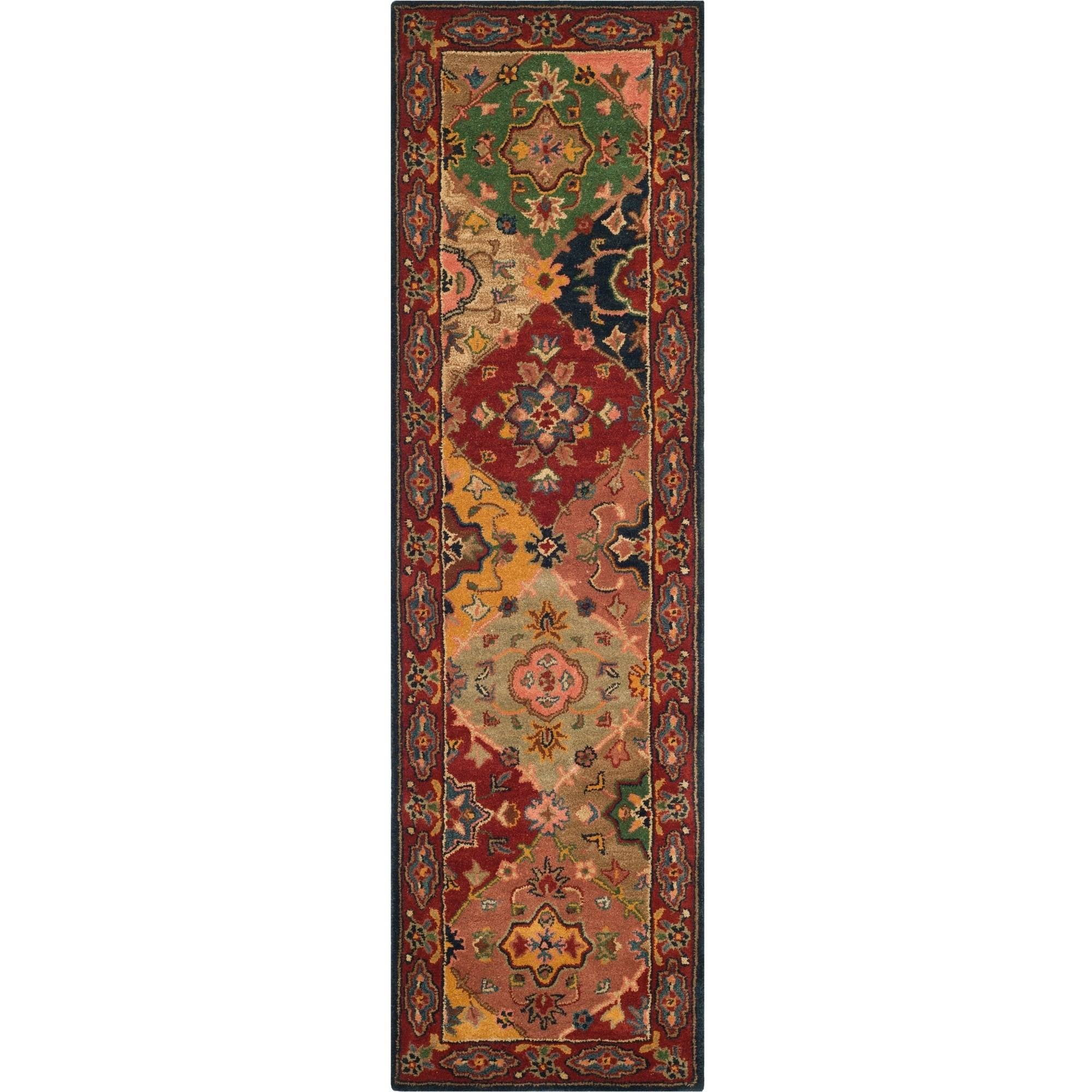 Hand-Tufted Red and Multi Wool Runner Rug 2'3" x 22'