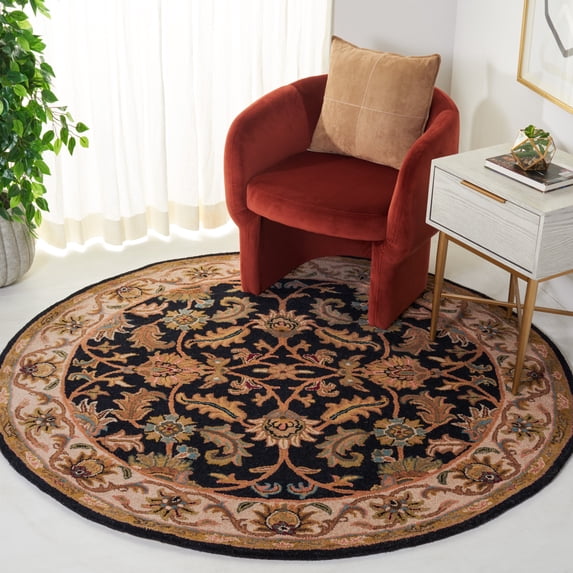 Safavieh Heritage Valery Oriental Wool Area Rug, Black/Beige, 3'6" x 3'6" Round