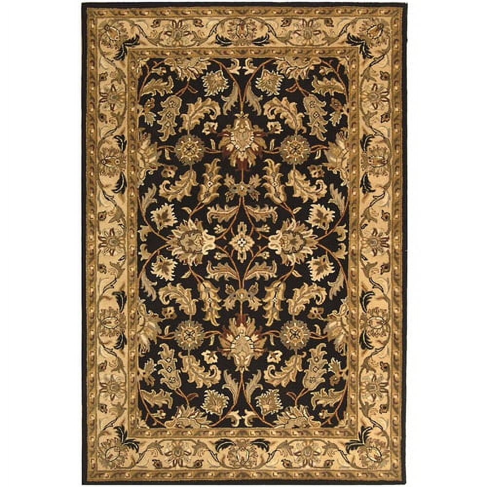 Handmade Black and Beige Wool Tufted Round Rug