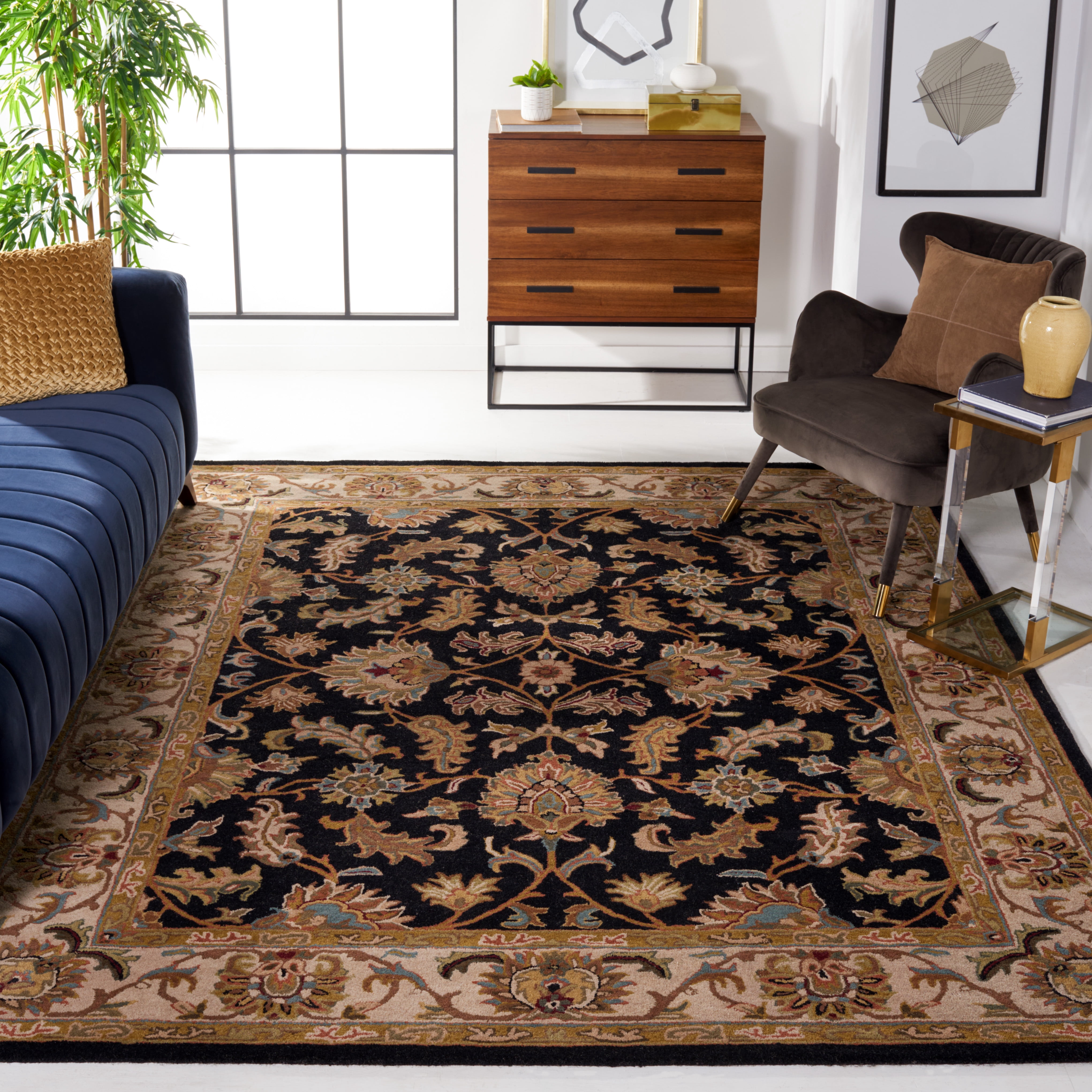 Safavieh Heritage Valery Oriental Wool Area Rug, Black/Beige, 11' x 17'