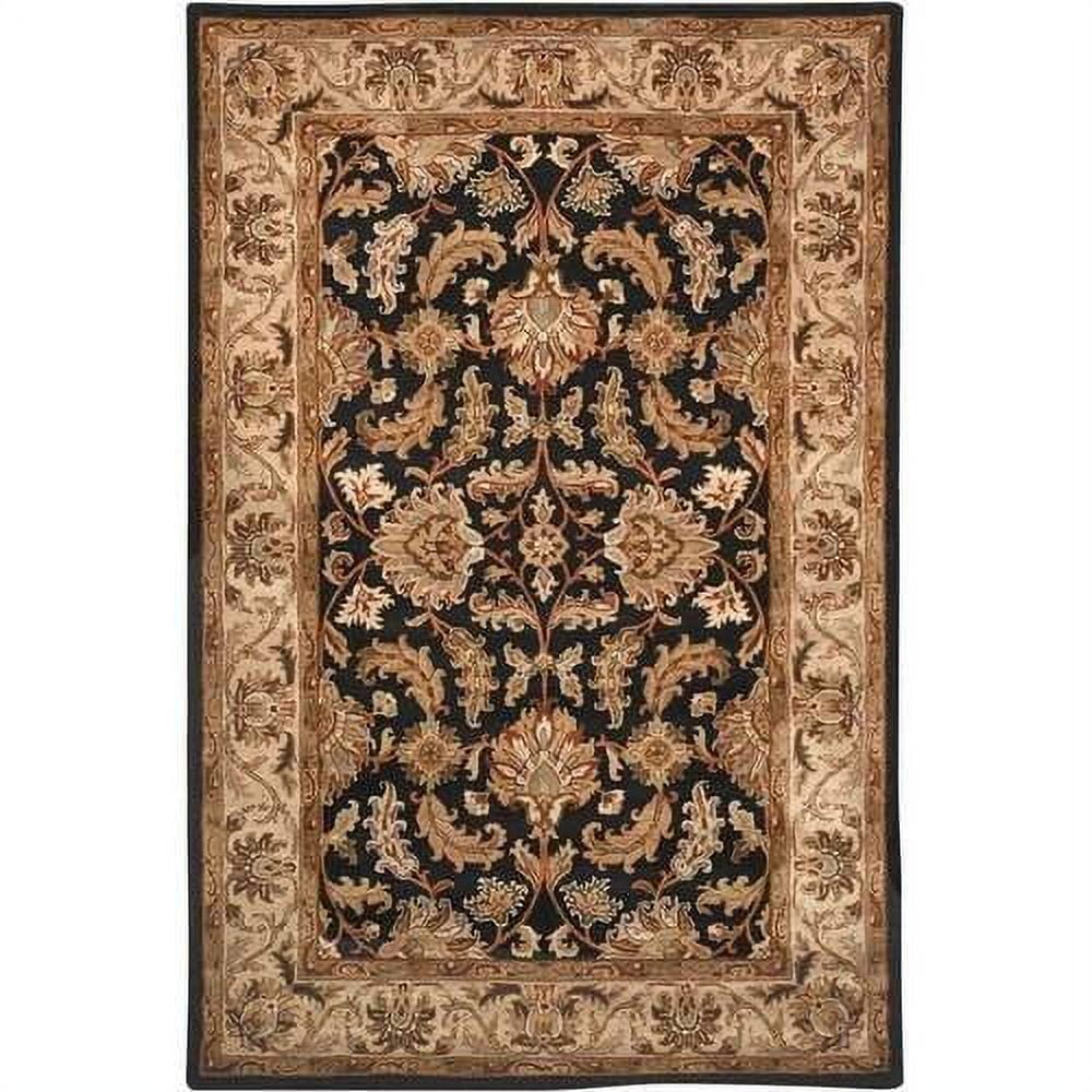 Elegant Heritage Black and Beige Hand-Tufted Wool Area Rug