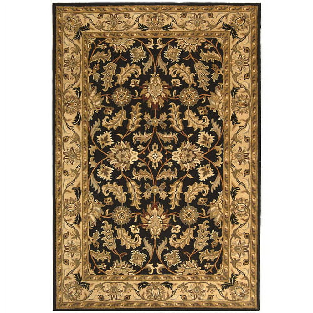 Heritage Black and Beige 8' Square Wool Area Rug