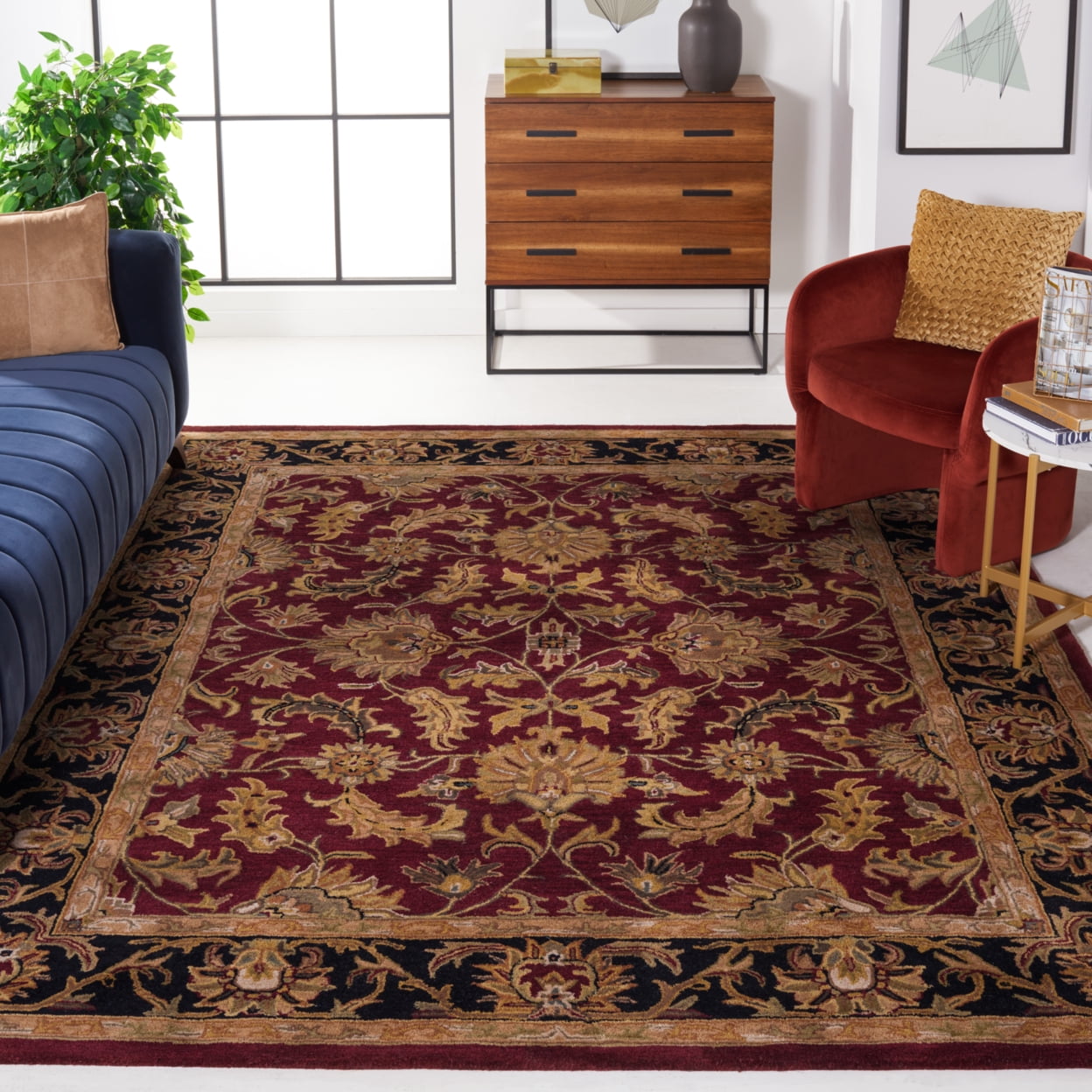 Heritage Red and Black Hand-Tufted Wool Area Rug 11' x 15'