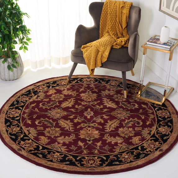 Safavieh Heritage Valery Oriental Wool Area Rug, Red/Black, 6' x 6' Round