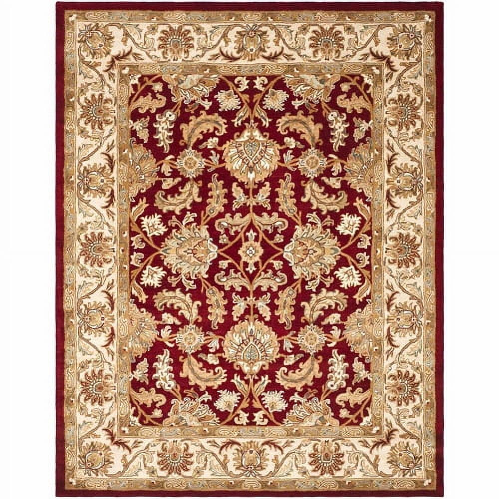 Hand-Tufted Red and Ivory Wool Oval Area Rug 8' x 10'