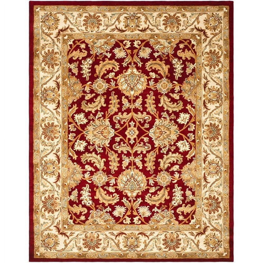 Hand-Tufted Red and Ivory Wool Rectangular Area Rug
