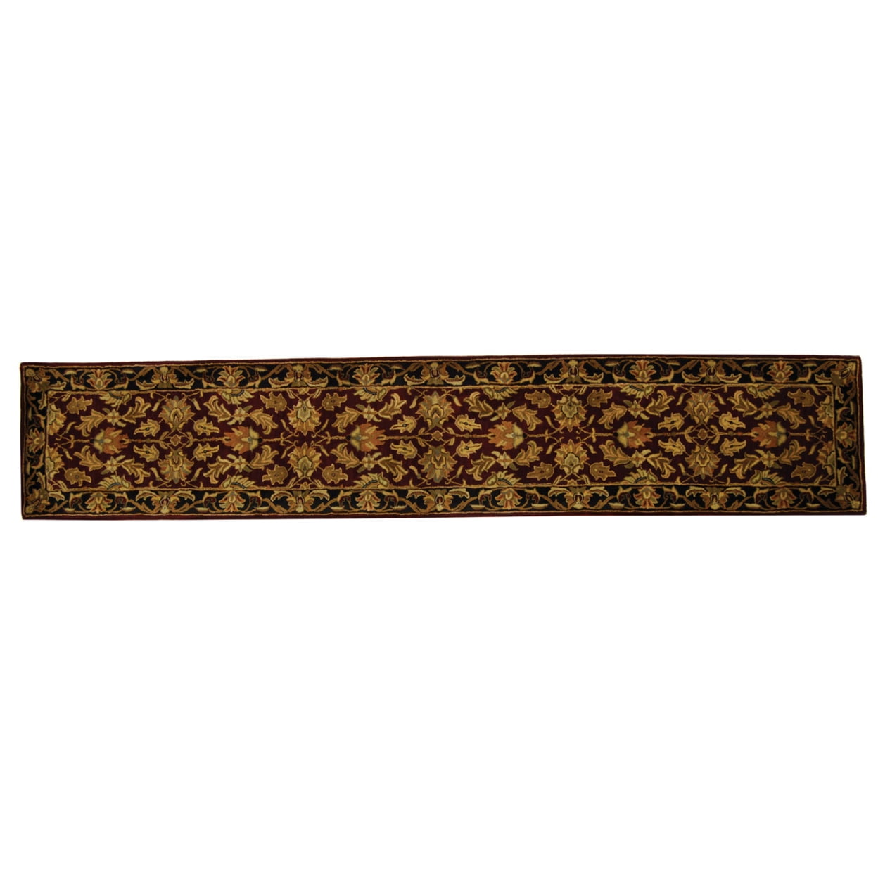 Hand-Tufted Red and Black Wool Runner Rug, 2'3" x 12'