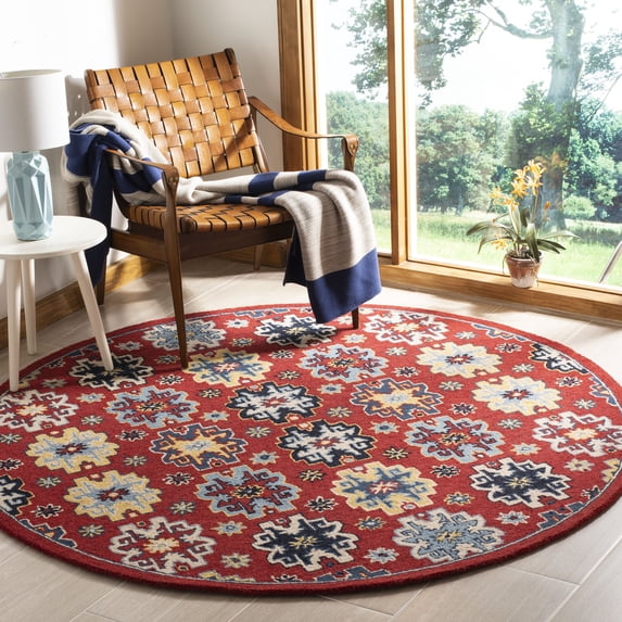 Safavieh Heritage Victoria Floral Wool Area Rug, Red/Blue, 6' x 6' Round