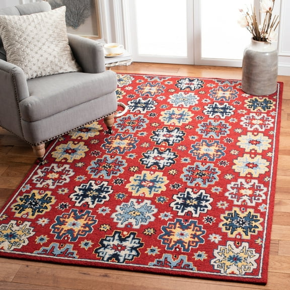 SAFAVIEH Heritage Victoria Floral Wool Area Rug, Red/Blue, 6' x 9'