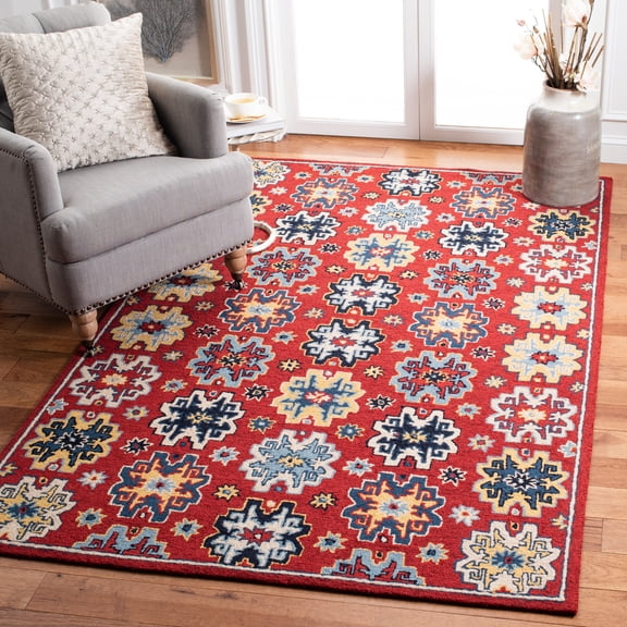 Safavieh Heritage Victoria Floral Wool Area Rug, Red/Blue, 6' x 6' Square