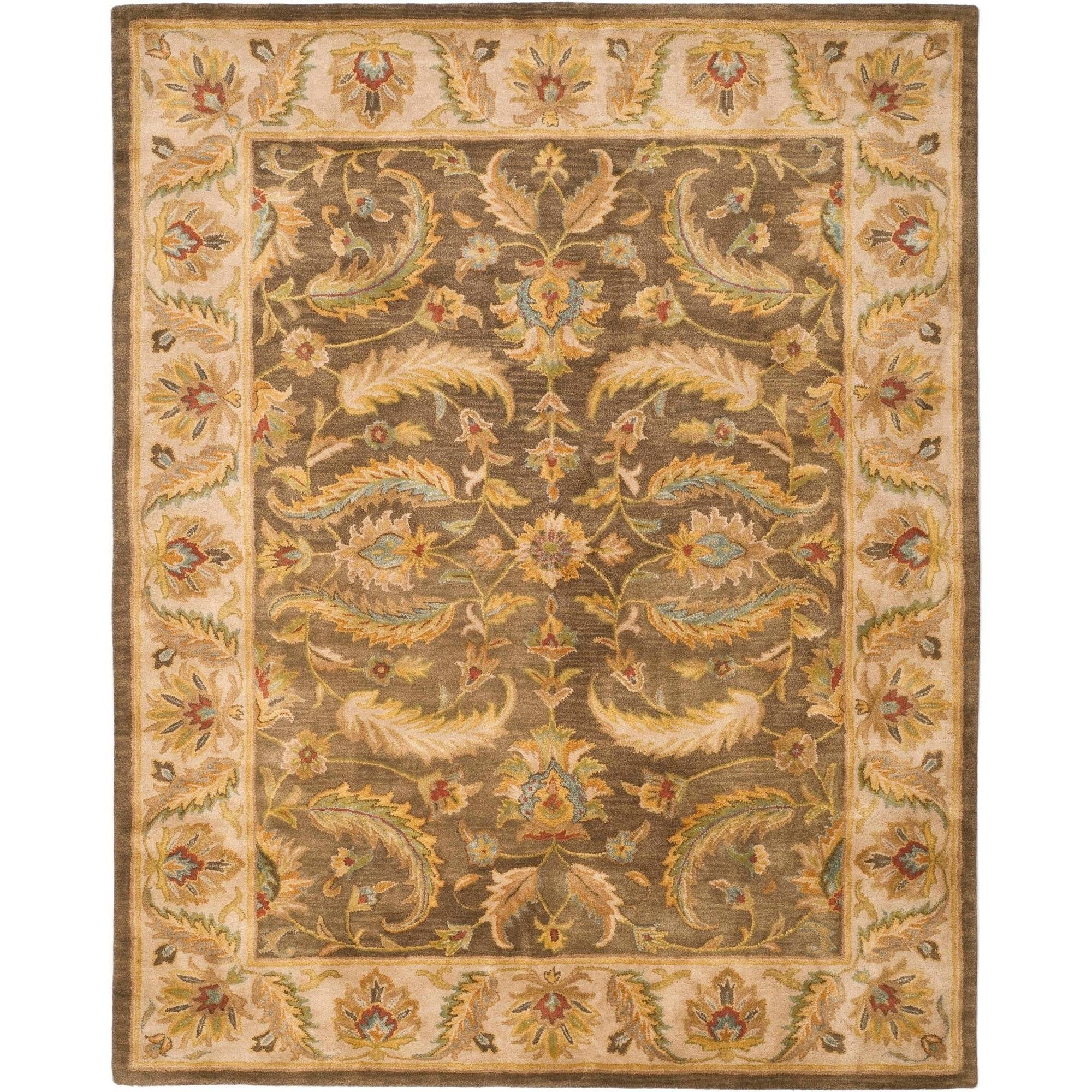 Heritage Traditional Hand-Tufted Wool Area Rug, 7'6" x 9'6", Green/Beige