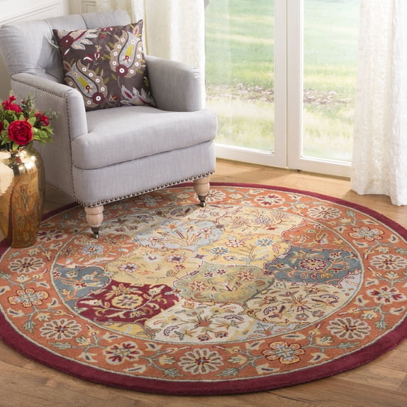 Safavieh Heritage Woodville Oriental Wool Area Rug, Multi/Red, 8' x 8' Round