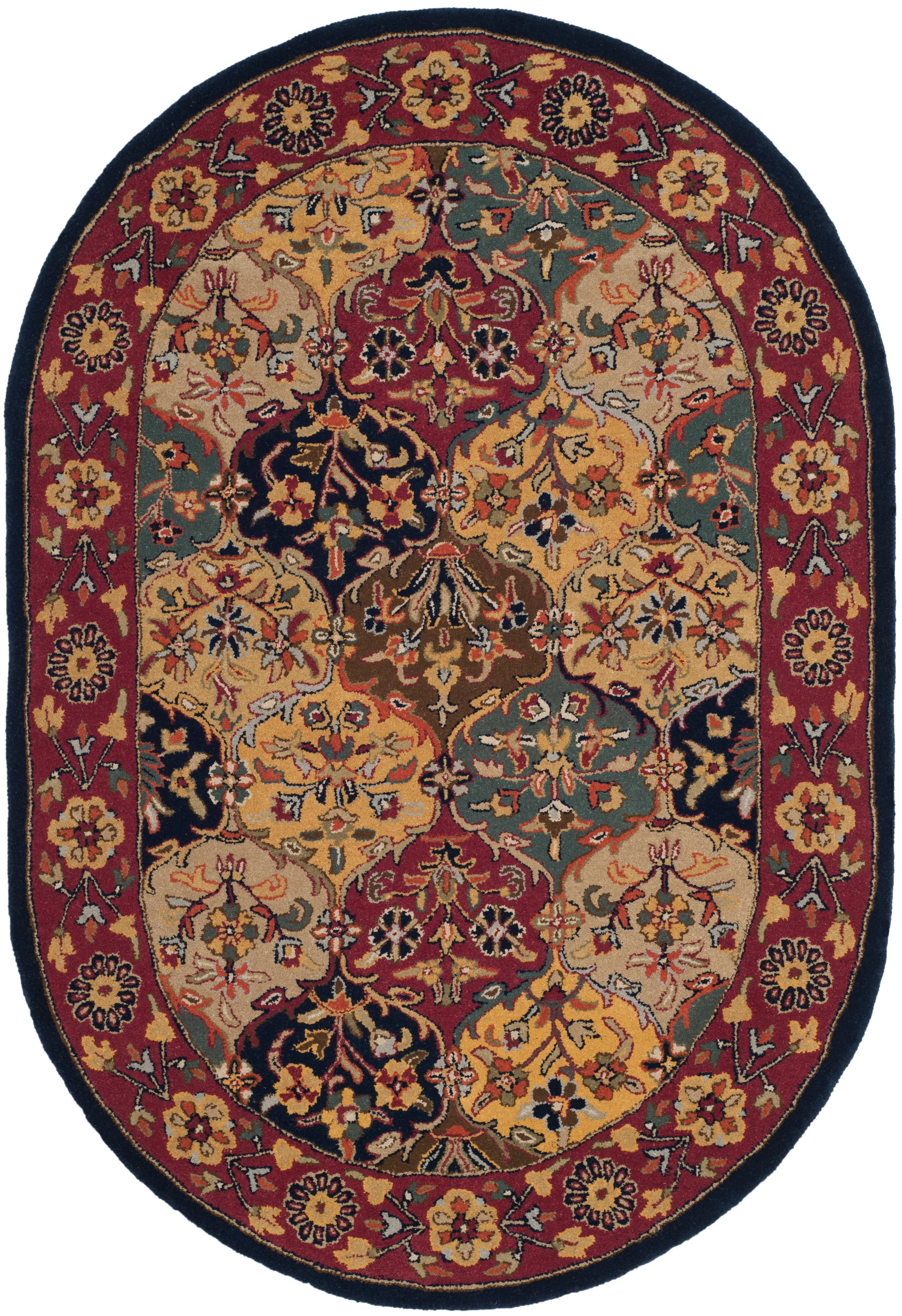 Oval Multi/Navy Hand-Tufted Wool Area Rug 4'6" x 6'6"