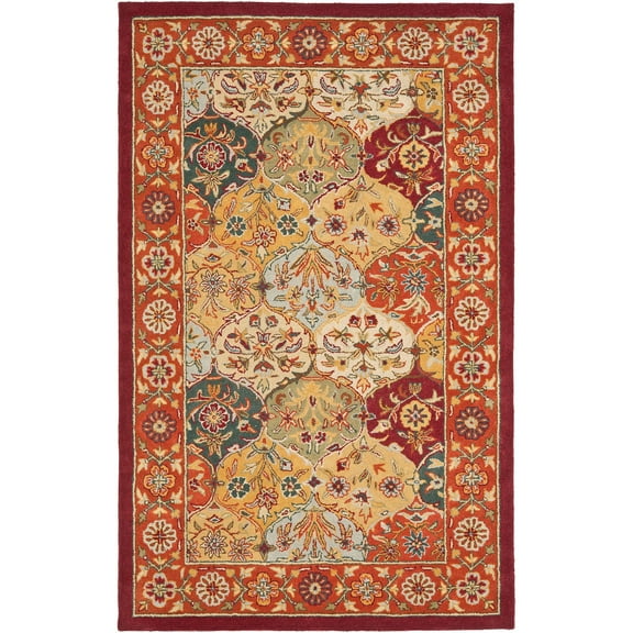 SAFAVIEH Heritage Woodville Traditional Wool Area Rug, Multi/Red, 4' x 6'