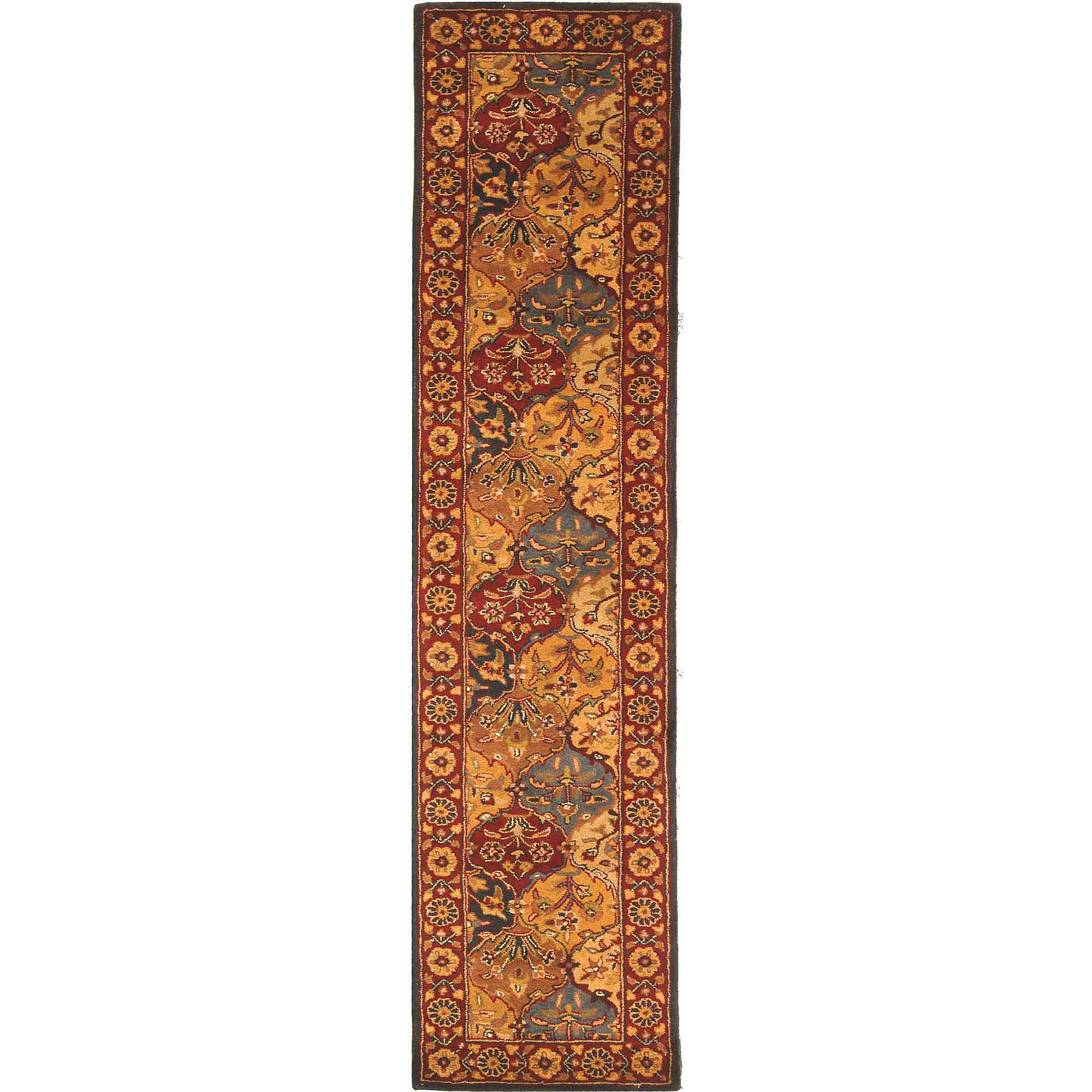 Hand-Tufted Multi/Navy Wool Runner Rug with Traditional Design