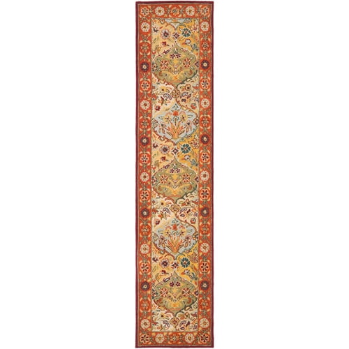 Elegant Multi-Red Hand-Tufted Wool Runner Rug, 2'3" X 20'