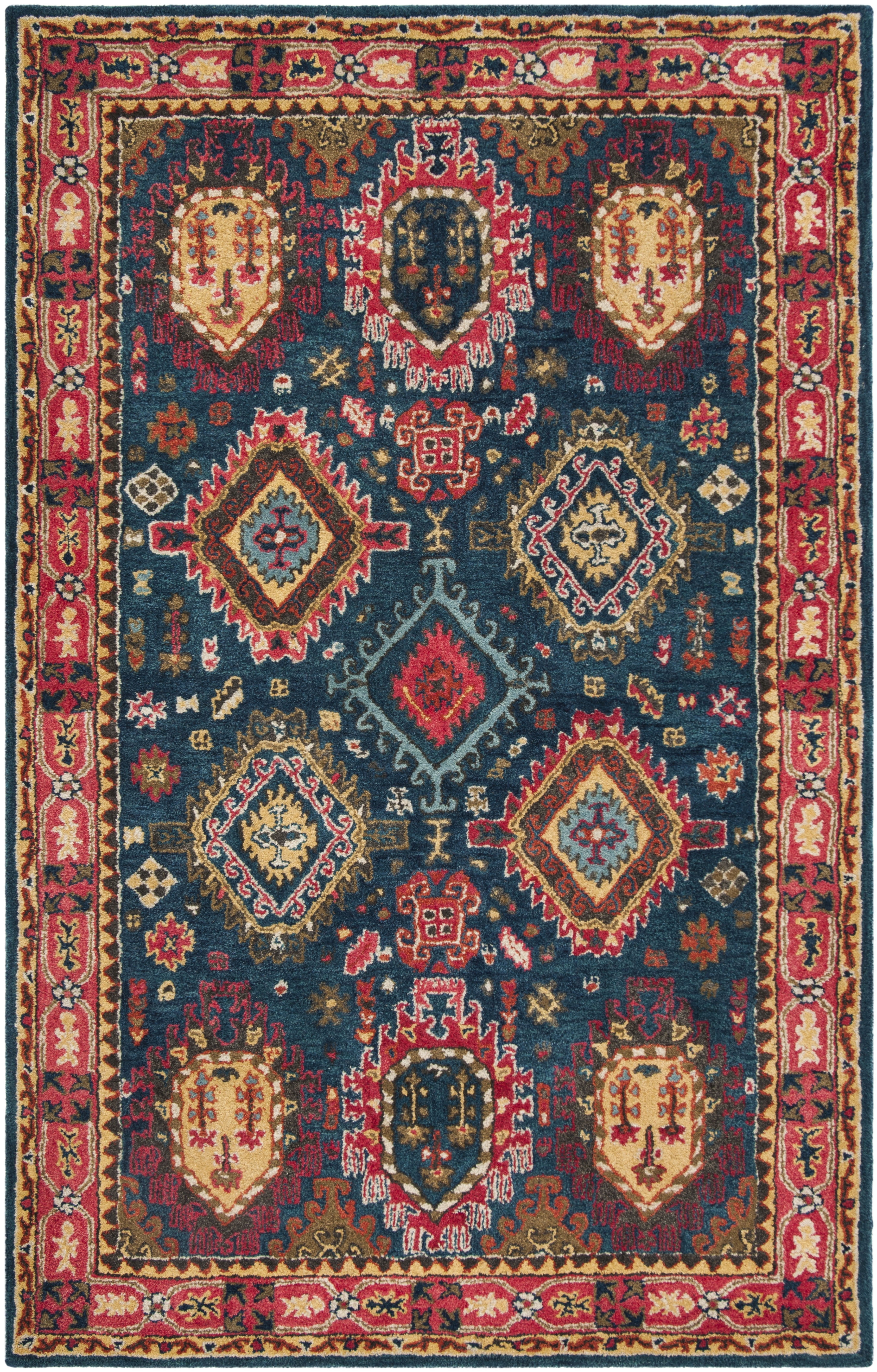 Heritage Navy and Red Hand-Tufted Wool Area Rug 3'x5'