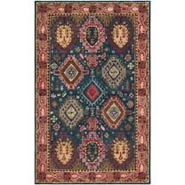 SAFAVIEH Heritage Yasim Geometric Wool Area Rug, Navy/Red, 3' x 5'