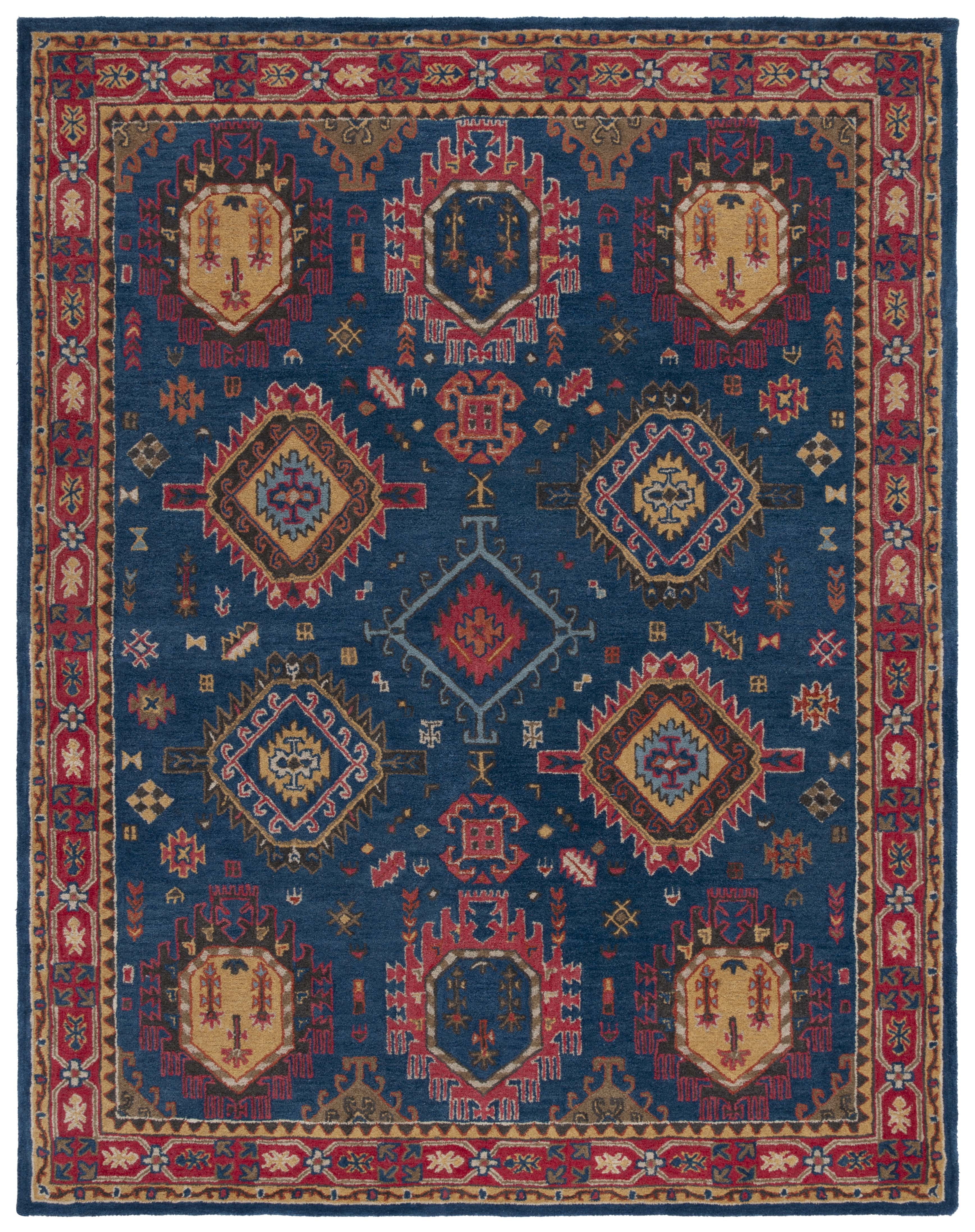 Elegant Heritage Red Hand-Tufted Wool 9' x 12' Area Rug