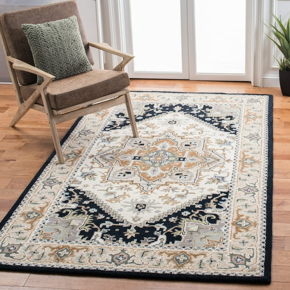 Safavieh Heritage York Oriental Wool Area Rug, Beige/Navy, 4' x 4' Square