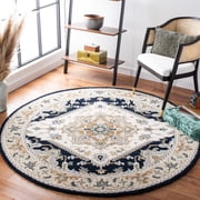 Safavieh Heritage York Oriental Wool Area Rug, Beige/Navy, 6' x 9' Oval