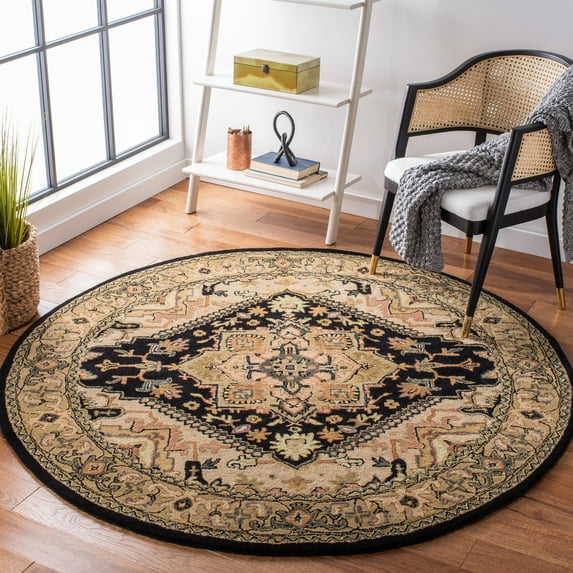 Safavieh Heritage York Oriental Wool Area Rug, Black/Gold, 6' x 6' Round