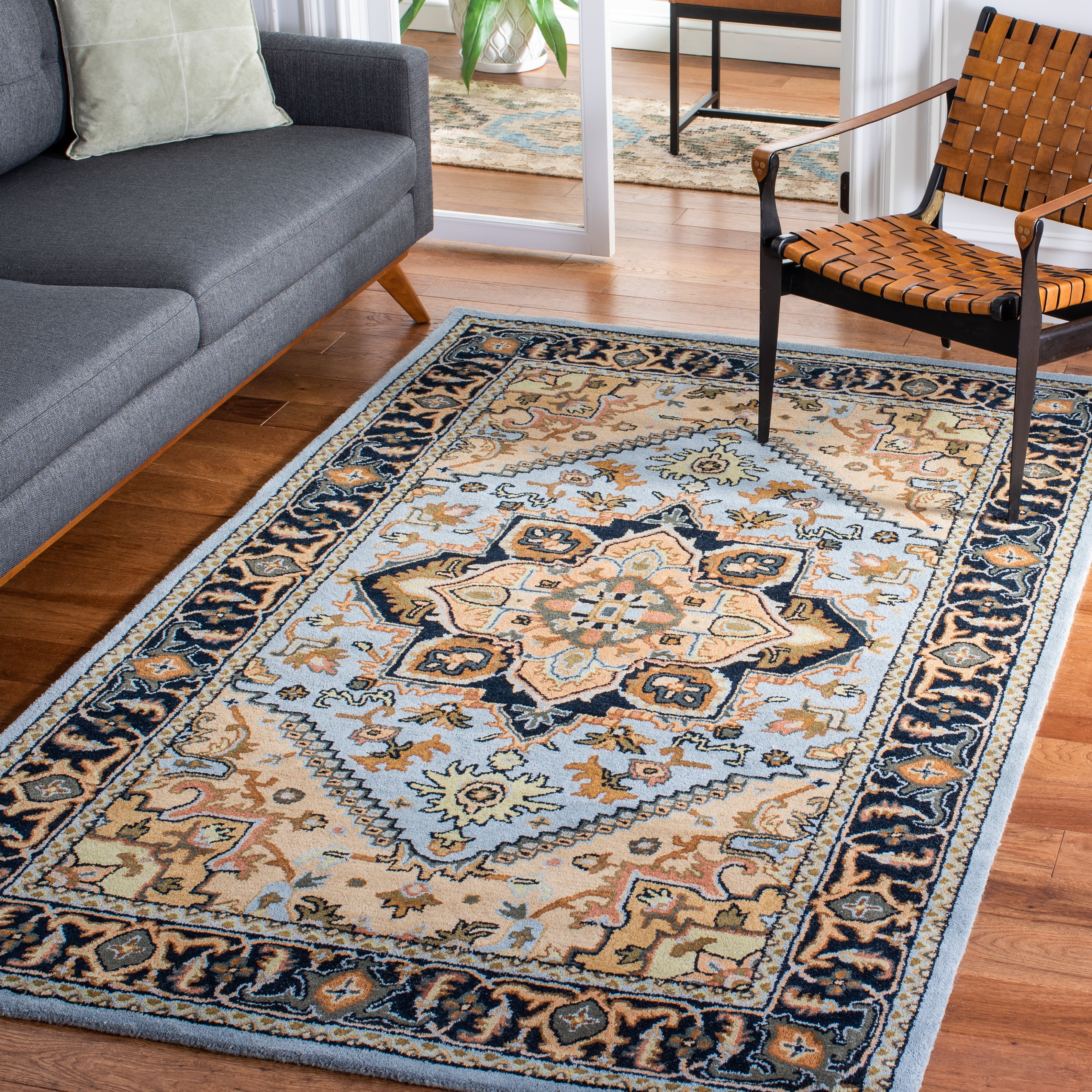 Safavieh Heritage York Oriental Wool Area Rug, Blue/Light Brown, 6' x 6' Square