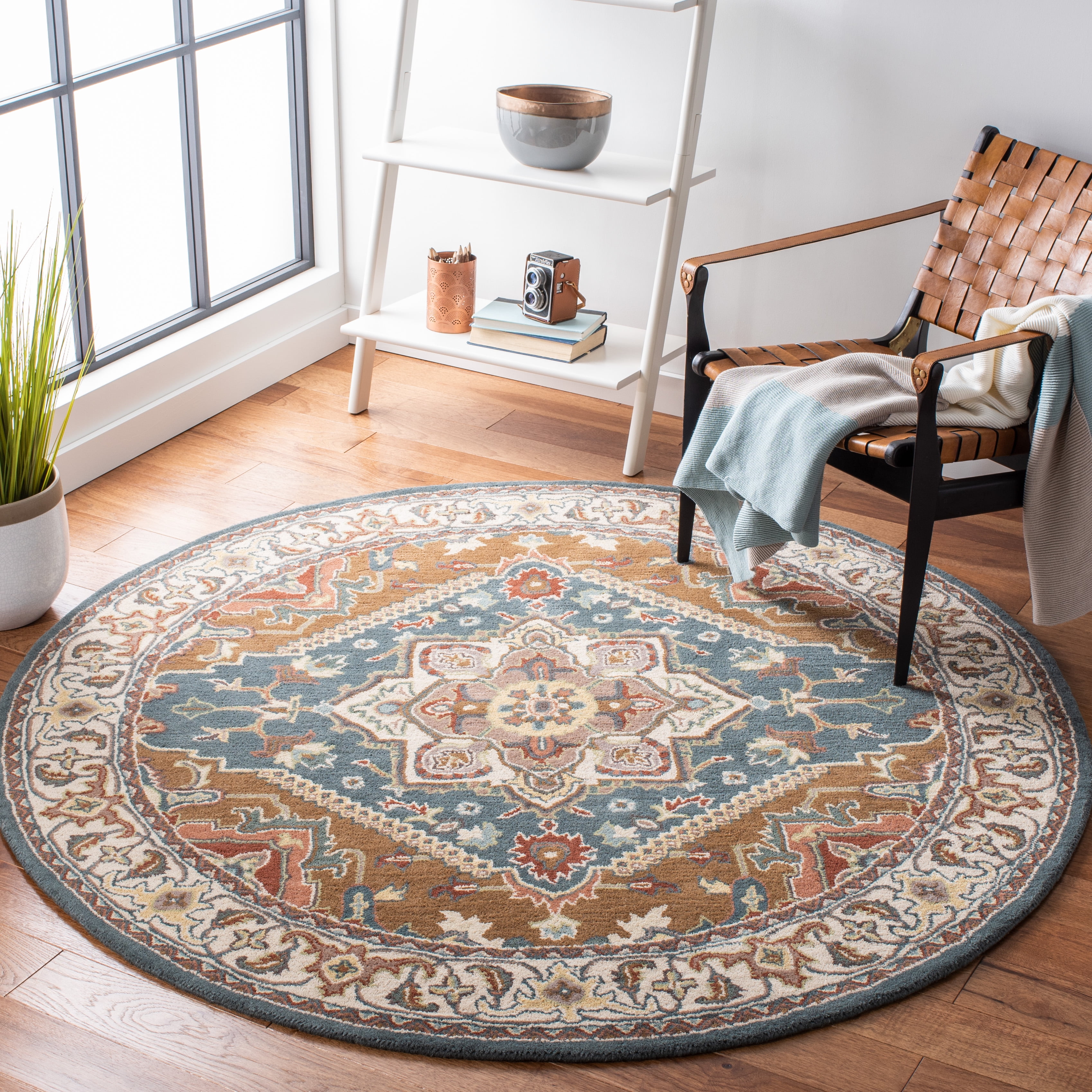 Safavieh Heritage York Oriental Wool Area Rug, Dark Green/Brown, 6' x 6' Round