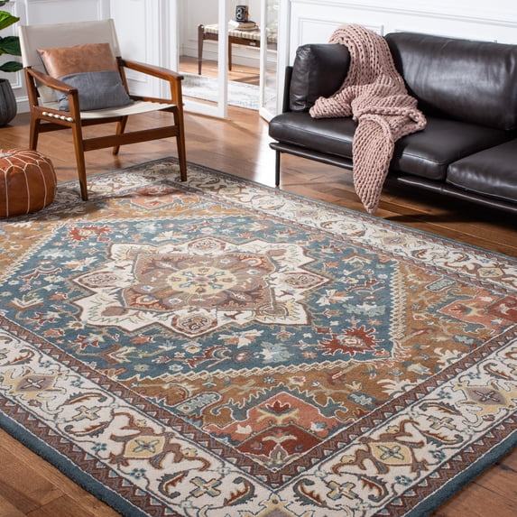 Safavieh Heritage York Oriental Wool Area Rug, Dark Green/Brown, 8' x 8' Square