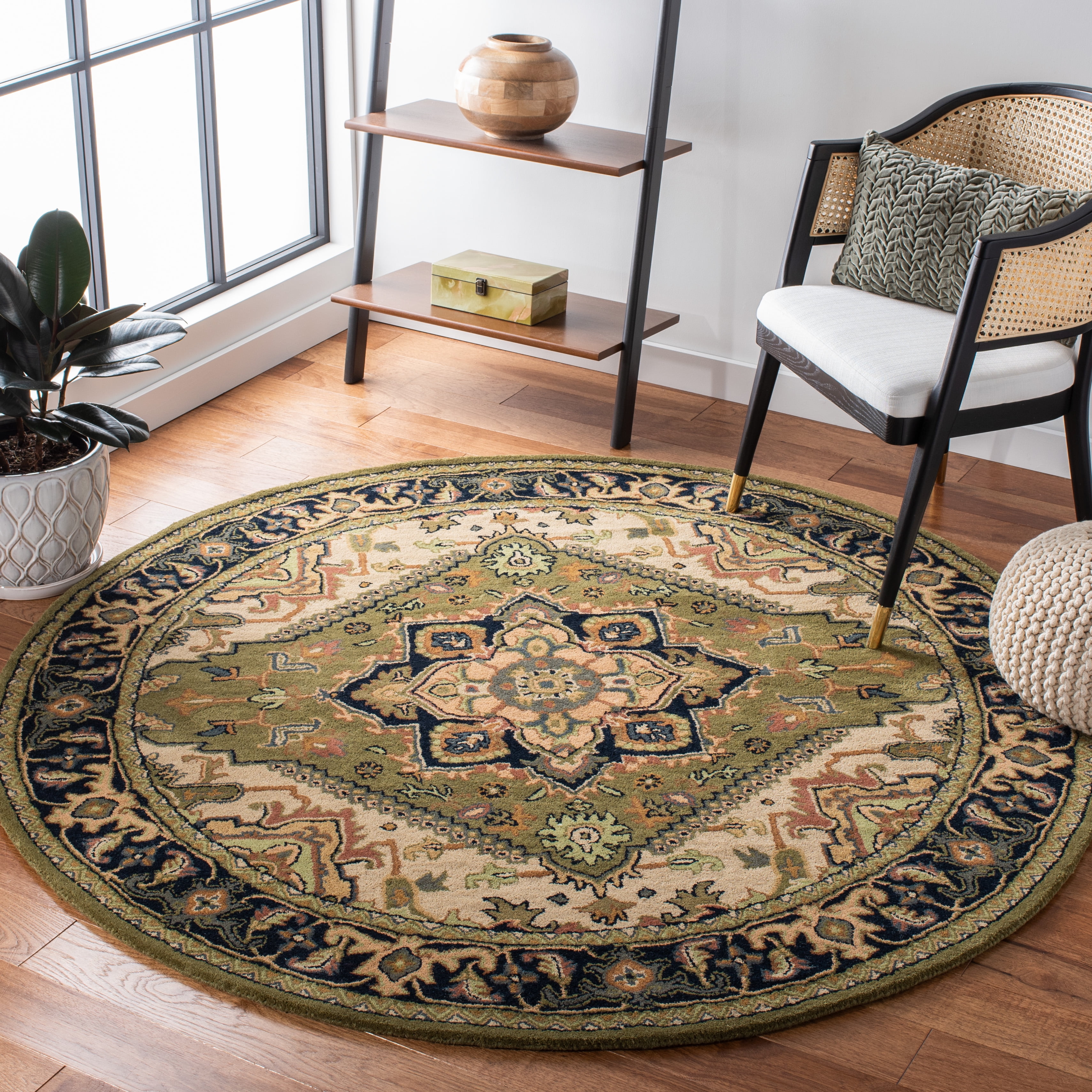 Safavieh Heritage York Oriental Wool Area Rug, Green/Light Brown, 6' x 6' Round