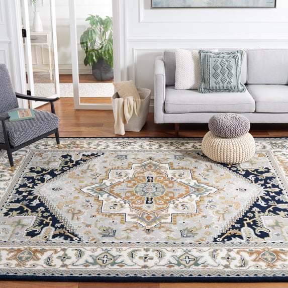 Safavieh Heritage York Oriental Wool Area Rug, Gray/Navy, 8'3" x 11'
