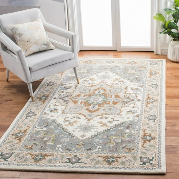 Safavieh Heritage York Oriental Wool Area Rug, Ivory/Light Blue, 4' x 4' Square