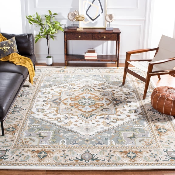 Safavieh Heritage York Oriental Wool Area Rug, Ivory/Light Blue, 8' x 8' Square