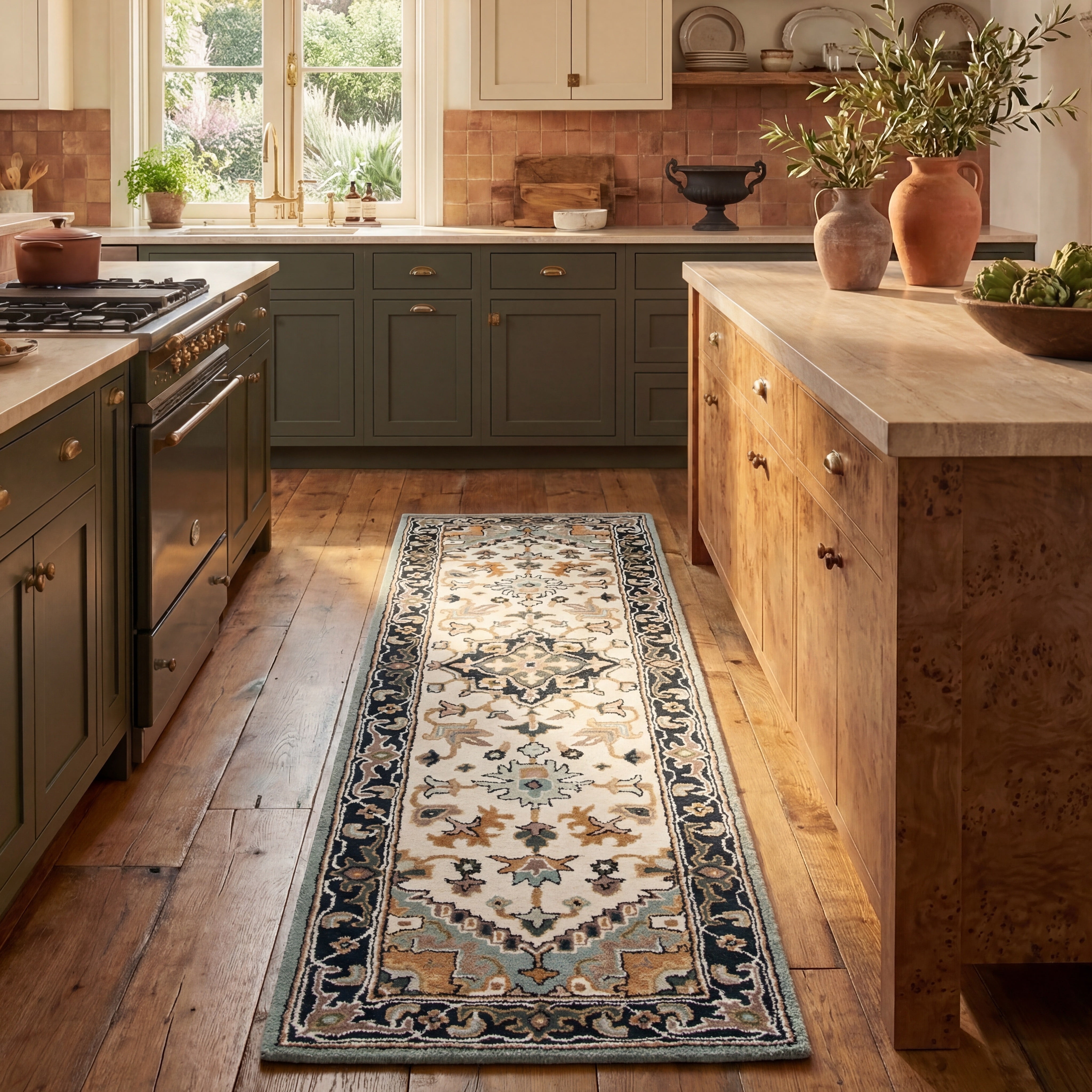 Safavieh Heritage York Oriental Wool Runner Rug, Gray/Green, 2'3" x 12'