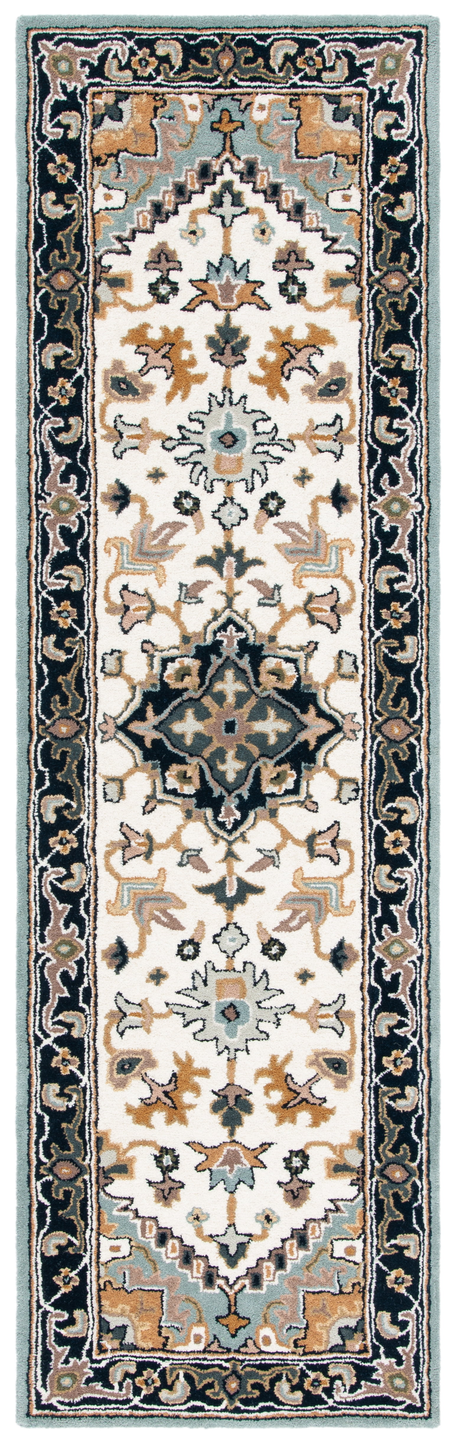 Heritage Grey and Green Hand-Tufted Wool Runner Rug