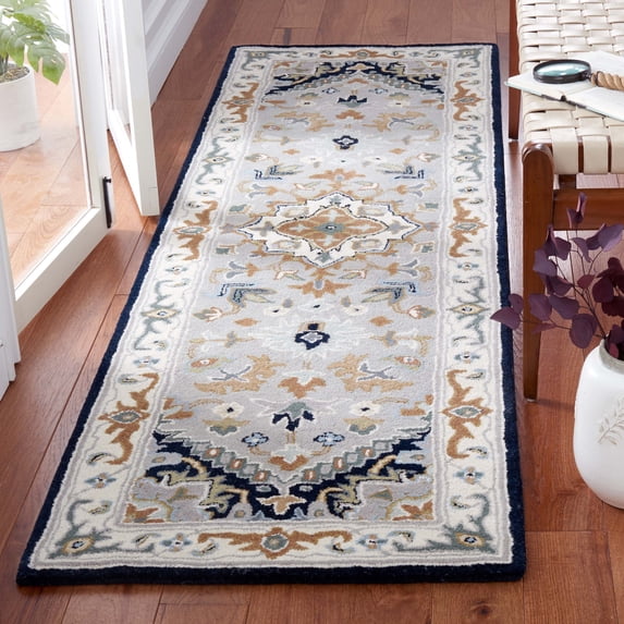 Safavieh Heritage York Oriental Wool Runner Rug, Gray/Navy, 2'3" x 12'