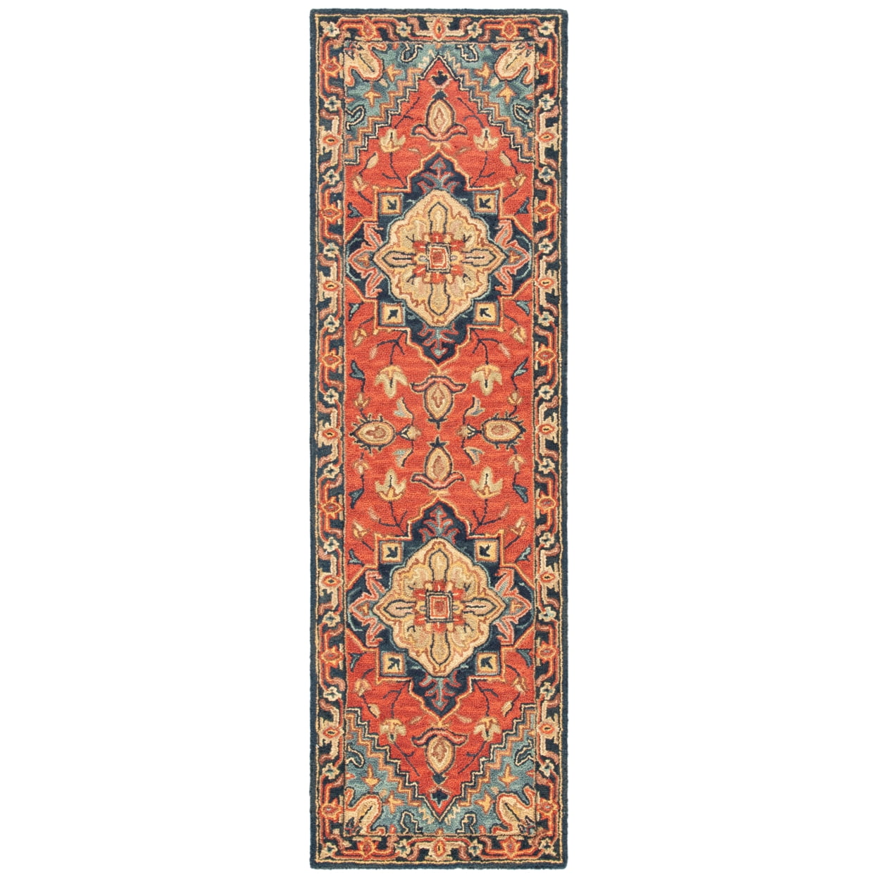 SAFAVIEH Heritage Zoie Floral Bordered Wool Runner Rug, Red/Navy, 2'3 ...