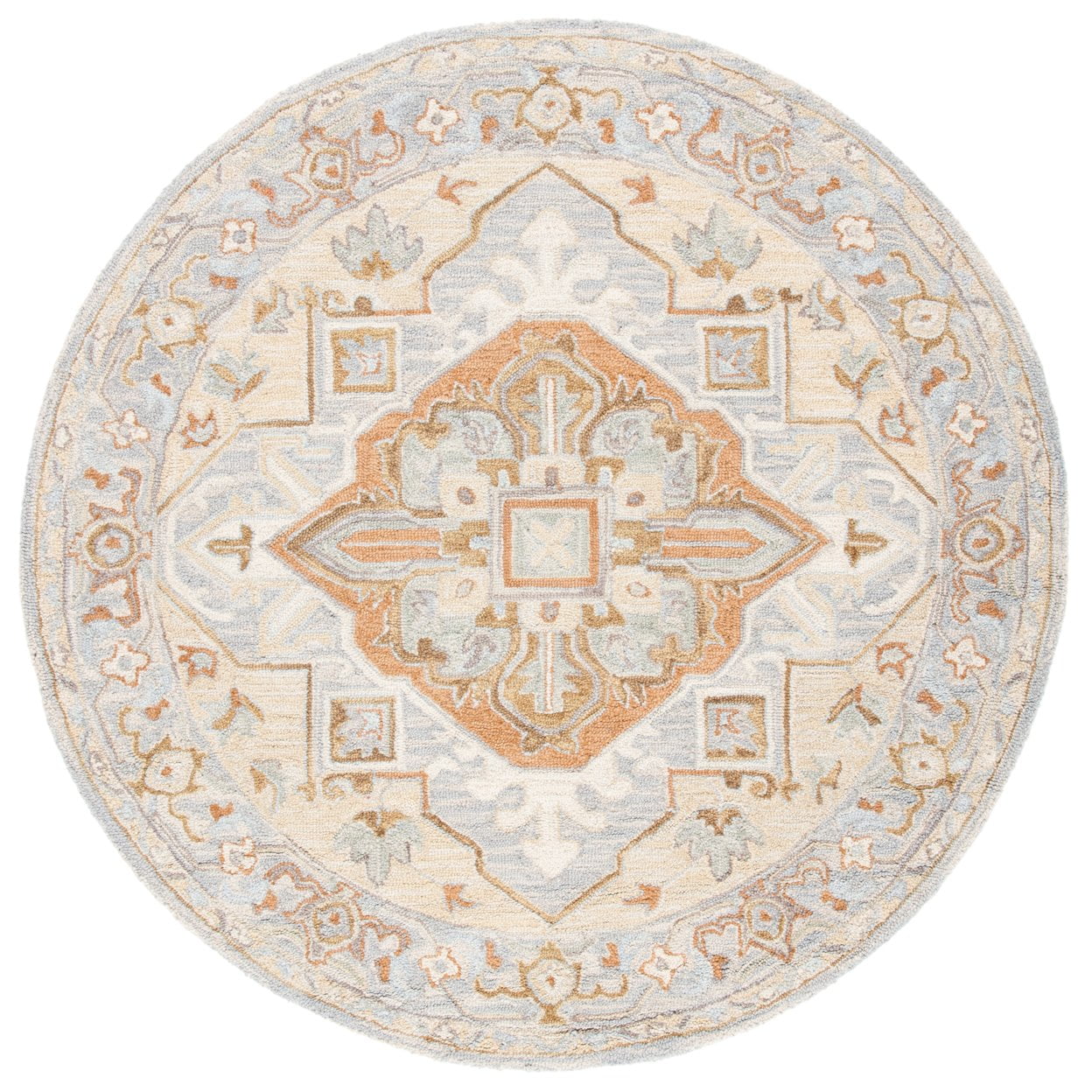 SAFAVIEH Heritage Zoie Oriental Area Rug, Beige/Grey, 10' x 10' Round ...
