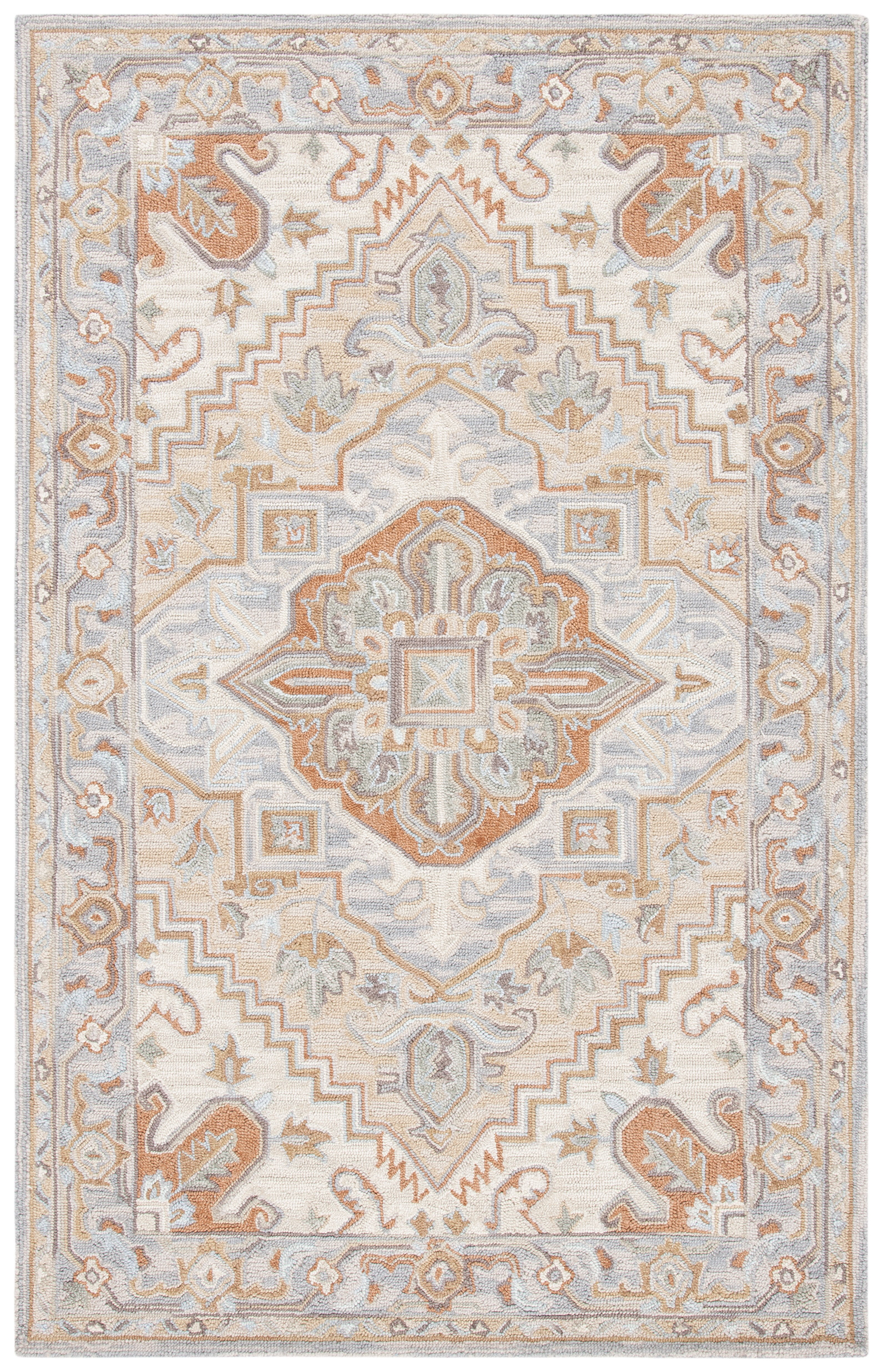 Elegant Gray Hand-Tufted Wool Rectangular Rug